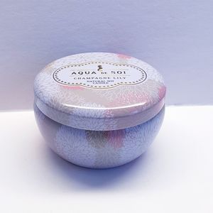 Natural Soy Candles CHAMPAGNE LILY Aqua de Soi Tin Candle 9oz